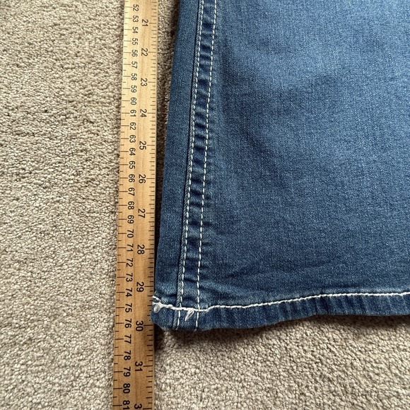 Sky Jeans Juniors 11/30 Blue Medium Wash Super Soft Flare Rhinestone Embellished - Picture 9 of 11